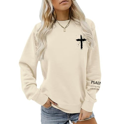 Women Christian Sweatshirt Psalms 91 Jesus Hoodie Religious Faith God Shirt Bible Verse Inspirational Pullover Tops - color: Apricot, size: Small