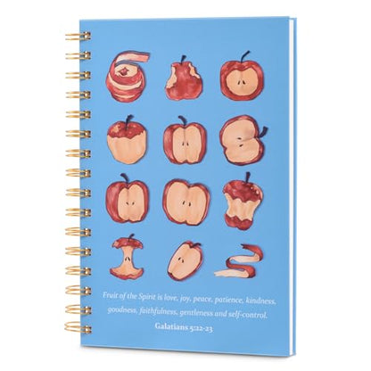 Bible Journal for Women Teens and Students, Galatians 5:22–23 Scripture Design for Prayer Bible Study School and Christian Gifts, Blue Hardcover Spiral Notebook, 5.7" x 8.3", 160 Pages - color: Blue