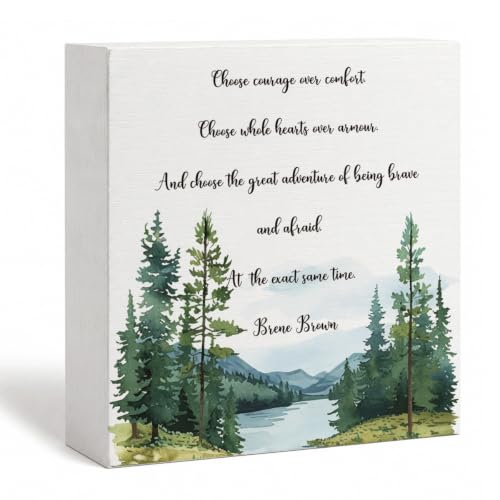 Inspirational White Wood Box Decor, Choose Courage Over Comfort, Wooden Box Sign Decorative Funny Office Wood Plaque Sign, Inspirational Gift, Farmhouse Home Office Desktop Deocration - color: Color 13
