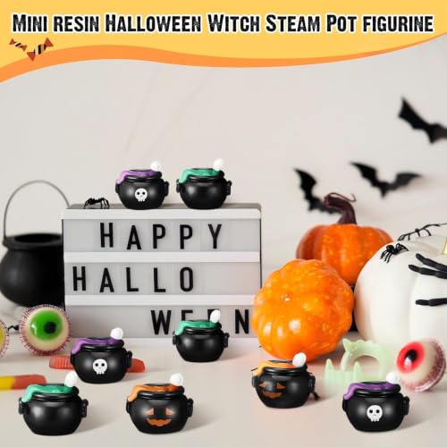 50 Pcs Halloween Mini Resin Figures Bulk Resin Witch Cauldron Figures - style: Witch Cauldron