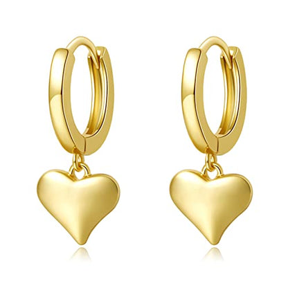 DAILY VIBES Cute Gold Mini Dangle Huggie Hoop Earrings for Women Trendy - color: Mini Heart A