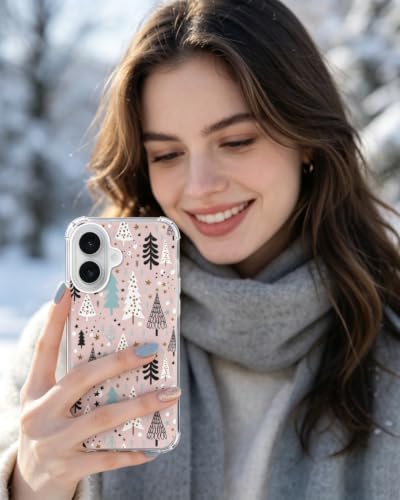 Pink Christmas Trees Phone Case Compatible with iPhone 17, Winter Holiday Phone Cover for iPhone 17 - color: Pink Christmas Trees
