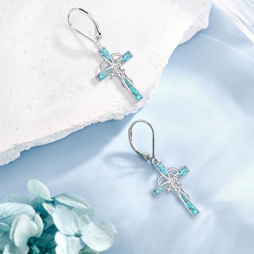 Cross Earrings 925 Sterling Silver Dangle Earring Gifts for Women - style: Cross Faith