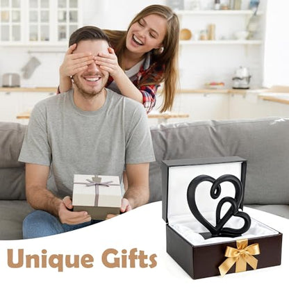 Anniversary Wedding Couples Gift Black Hearts Resin Statue Decor - color: Black