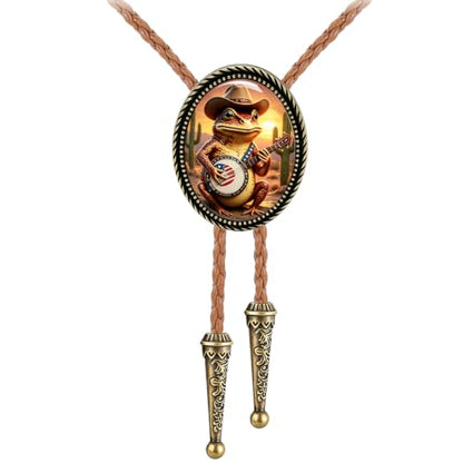 GelConnie Gothic Bolo Tie for Men Women 3D Art Western Cowboy Necktie - color: Frog Bolo Tie