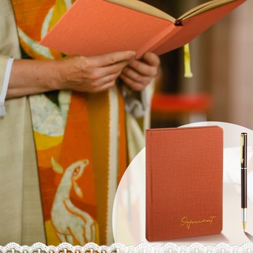 Engrowtic Wedding Officiant Book with Pen 5.25x8.25,Brown,Classic - color: Brown, style: Classic