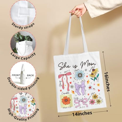 Mama Mom Tote Bag Mom Birthday Gifts Canvas Tote Bag, Reusable Canvas Shoulder Bags for Grocery Shopping, Beach 01 - color: Sheismom01