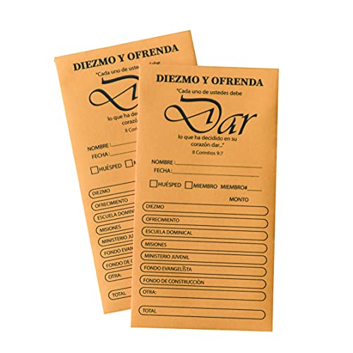 Spanish Coin Envelope, Tithe and Offering Envelopes for Church | Ofrenda Y Diezmo | 6.5" x 3.5" 100)