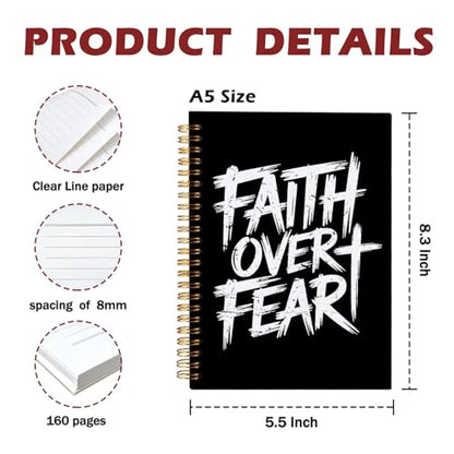 CFFJLHN Faith Over Fear Christian Notebook, Bible Journal, Prayer Journal for Women & Men, Church Notes Journal, Scripture Hardcover Spiral Notebook 5.5x8.3 in - color: 11