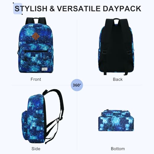 VX VONXURY Kids Backpack for School Travel,16.7 Inch Lightweight Bookbag - color: Galaxy Blue