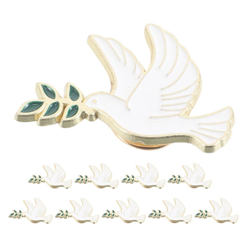 10pcs Dove Brooch Set Peace Dove Pin with Olive Branch Metal Brooch Lapel Badge for Women Jackets Sweaters Scarves Suits Bags Everyday Wear