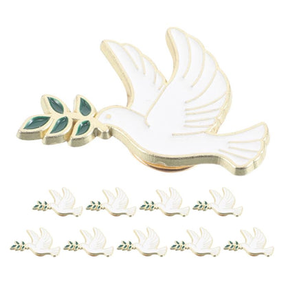 10pcs Dove Brooch Set Peace Dove Pin with Olive Branch Metal Brooch Lapel Badge for Women Jackets Sweaters Scarves Suits Bags Everyday Wear
