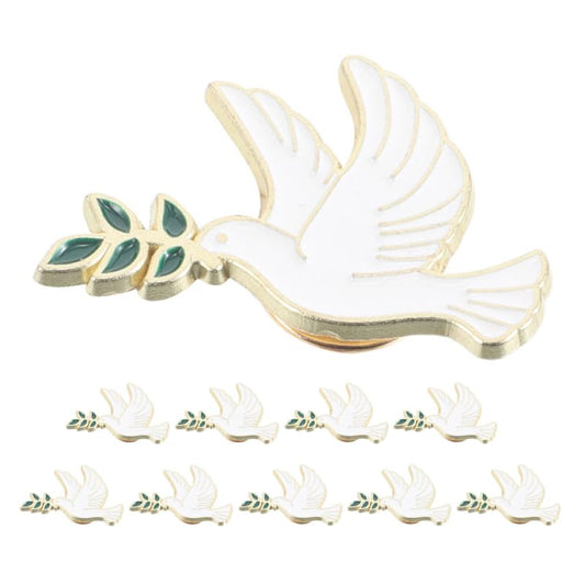 10pcs Dove Brooch Set Peace Dove Pin with Olive Branch Metal Brooch Lapel Badge for Women Jackets Sweaters Scarves Suits Bags Everyday Wear