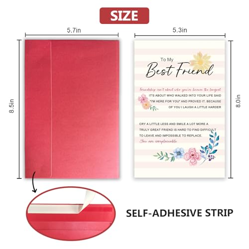 Poem Best Friend Card, Heartfelt Appreciation Card for Him Her, Friendship Gift, Because of You I Smile More - color: To My Best Friend