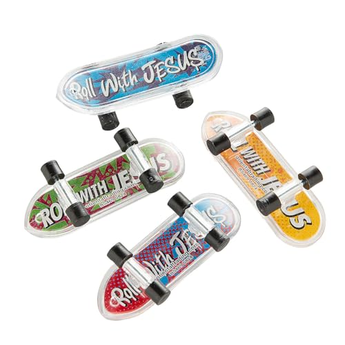 Fun Express 2" x 1/2" Mini Religious Roll with Jesus Skateboard Toys