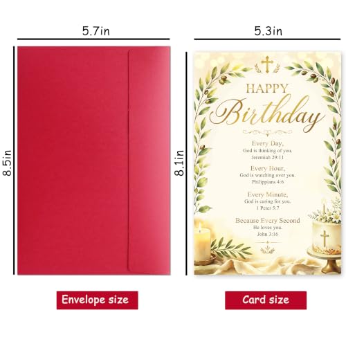Religious Birthday Card with Bible Verses, Christian Birthday Card for Women Men, Faith Based Happy Bday Greeting Cards Gift - color: Christian Bday