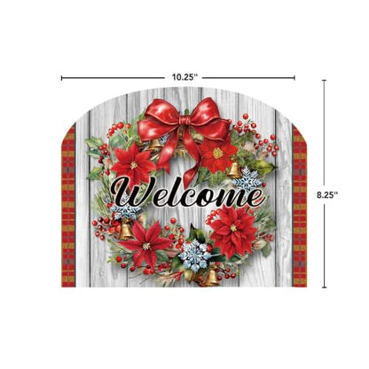 Briarwood Lane Winter Christmas Art Sign 8.25x10.25 Holiday Poinsettia Wreath - color: Holiday Poinsettia