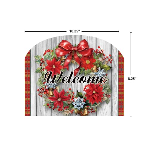 Briarwood Lane Winter Christmas Art Sign 8.25x10.25 Holiday Poinsettia Wreath - color: Holiday Poinsettia