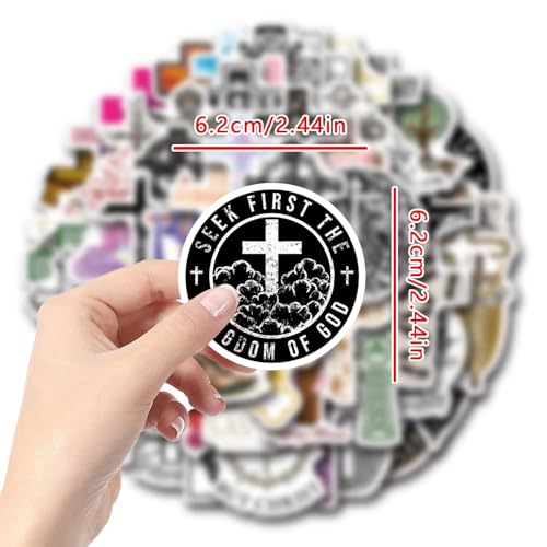 Cross Stickers Pack，124pcs Cartoon Aesthetic Cross Waterproof Stickers，Vinyl Water Bottle,Skateboard,Laptop,Phone,Journaling,Scrapbooking Decals