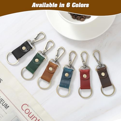 Jack&Chris Genuine Leather Keychain, Small Keychain for Man and Women, Key Holder Mens Belt Key Chain Ring, Red Brown - color: 2pack-coffee