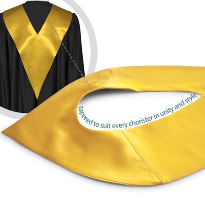 Premium Choir V Stole - Solid Color - Satin - Unisex - color: Gold