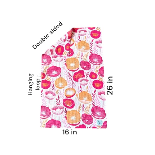 Kitchen Towels, Dish Towels for Kitchen, 3 Pc Kitchen Towel Set - color: Pink Orange