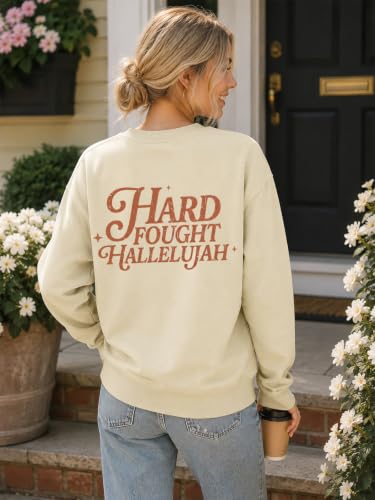 Christian Sweatshirts for Women Faith Bible Verse Religious Shirts - color: Apricot1, size: Medium
