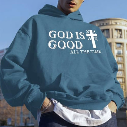 Christian God Hoodies For Men Jesus Religious Cross Graphic Hoodie Faith Bible Verse Sweatshirt Cotton Pullover Tops - color: Deep Blue, size: XX-Large