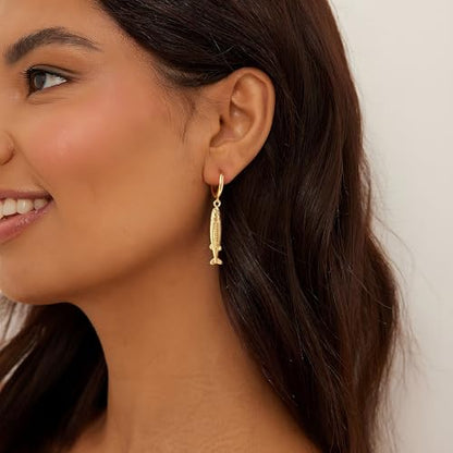 MUYAN Gold Fish Hoops Dangle Earrings for Women Beach Jewelry - style: Hoop B