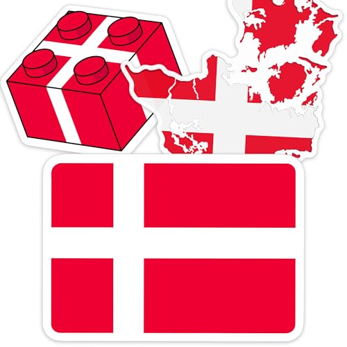[3pcs] Denmark Flag Sticker Vinyl Waterproof Decal, Denmark Sticker - color: Denmark Flag Sticker