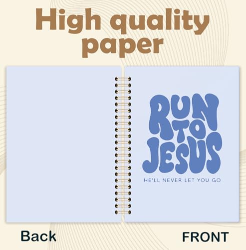 Blue Christian Spiral Notebook, Run to Jesus Bible Verse Journal, Religious Scripture Journals for Writing, Bible Notebooks for Note Taking, Church Notes Journal, 5.5x8.3 Inch - color: God-Blue