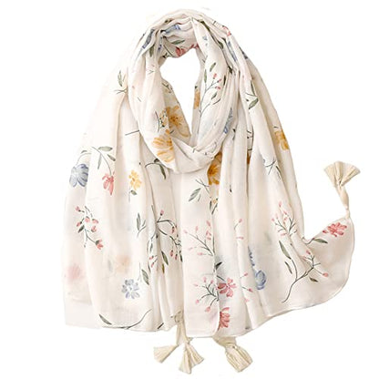 Yeieeo Boho Scarf for Women Lightweight Floral Printed Scarf Fall Winter Fashion Fringed Shawl - color: Floral 31