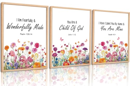Ybqhd Unframed Bible Verse Wall Art Print Set of 3,Christian Home Decor