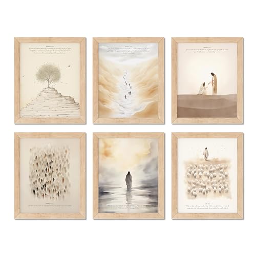 TwoDays Framed Christian Wall Art, Bible Verse Prints, 8 x 10 in, 6-Piece