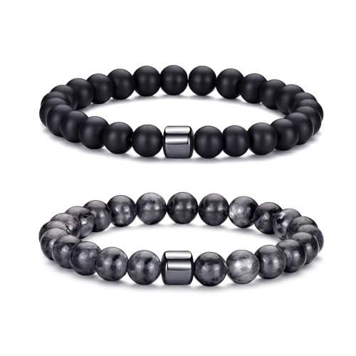 RANKEEF Tiger Eye Bracelet For Men 8MM Natural Stone Stretch Adjustable Black Crystal Beaded Bracelet for Men Women Gifts - color: 2,black,flash bracelet
