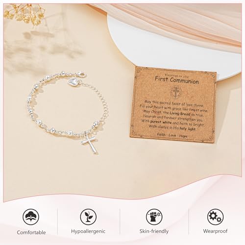 First Communion Confirmation Baptism Godmother Gifts for Teen Girls Women, Catholic Christian Cross Pearl Bracelet - color: Gold, size: ToMyDaughter