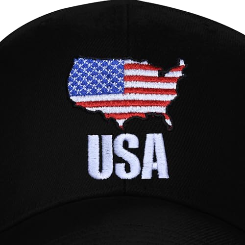 Embroidered Baseball Cap for Women Men Adjustable Baseball Hat Black Baseball Cap Trucker Hat - color: Usa