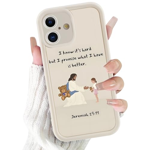 for iPhone 16 6.1'' Cute Bible Verse Bear Phone Case - color: White-Jesus Bear, size: iPhone 16