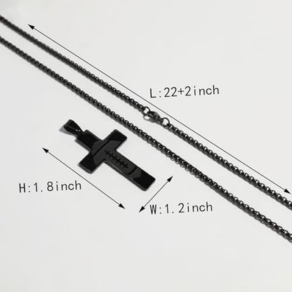 Football Cross Necklace, Black Cross Necklace for Dad Son Grandson - style: Philippians 4:13