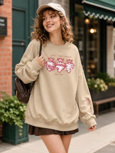 MOUSYA Christian Sweatshirts for Women God Shirts Jesus Graphic Pullover - color: Apricot-b, size: Medium