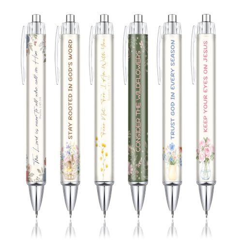 Inspirational Christian Gifts for Women, 6 Pack Floral Bible Verse Pens - color: pink04