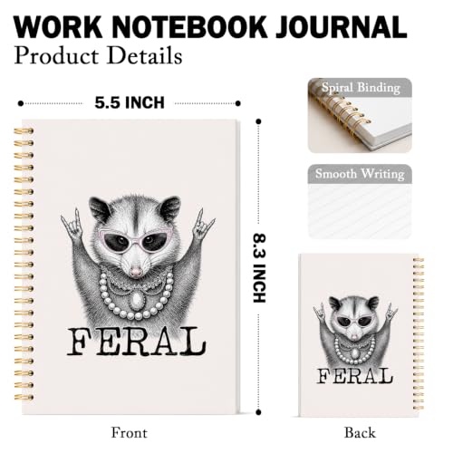 Funny Opossum Feral Notebook Journal for Women Teen Girls Gifts - color: Opossum