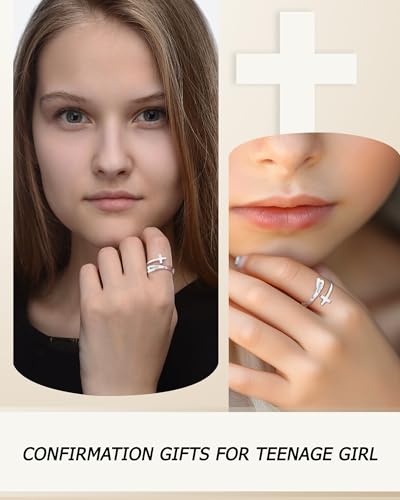 Confirmation Gift for Women 925 Sterling Silver – My Beloved, Wear This Cross Ring as a Symbol of Faith, Hope, and Love. A Gift of Encouragement and Strength, Wrapped in Divine Blessings. May It Remind You of My Eternal Love and Guide You on Your Journey