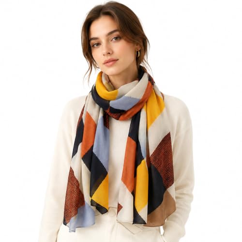 YOUR SMILE Large Boho Scarf for Women Lightweight Floral Printed Scarves Fall Winter Fashion Fringed Shawl wraps - color: 45
