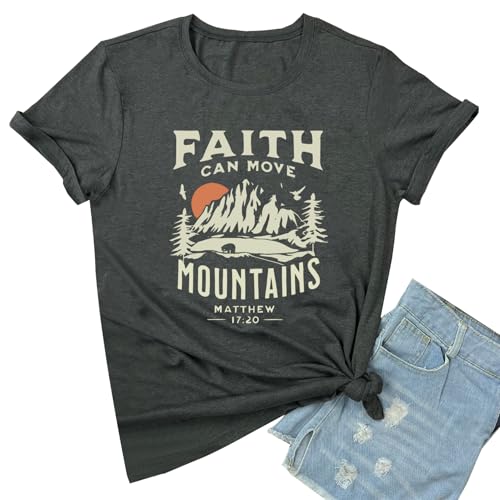 BLACKOO Women Graphic T-Shirts Cute Tees Summer Causal Tops - color: Dark Grey, size: Small