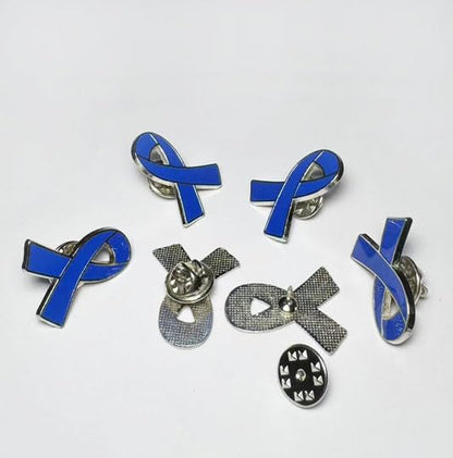 Blue Ribbon Colon Cancer Awareness Enamel lapel Pins Public Charitable Fundraising Souvenir Badge Bulk