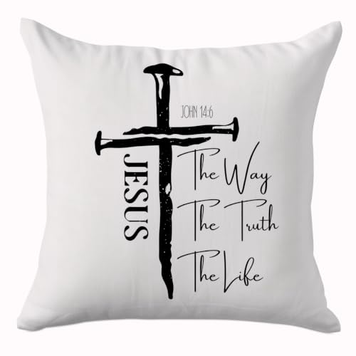 Affirmations Christian Throw Pillow Covers Bible Verse Pillow Covers 18x18 - color: Jesuscross