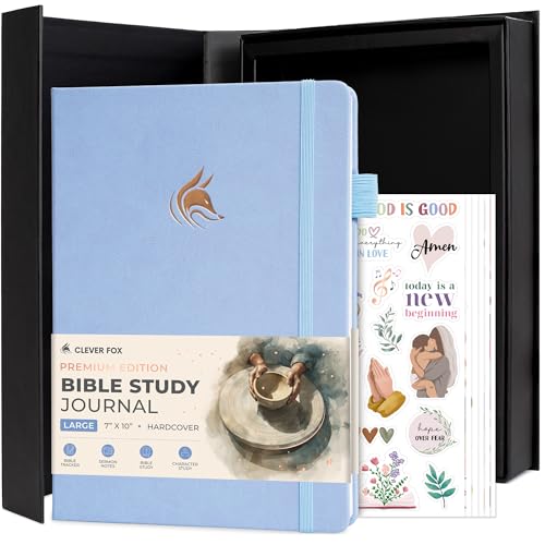 Clever Fox Bible Study Journal Premium Guided Notebook 7x10 Periwinkle - color: Periwinkle, size: Smaller than A4 (7" x 10")
