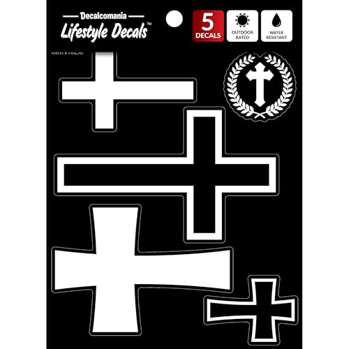 Decalcomania Christian Crosses Decals - Stickers for Car or Truck Window- Black White Cross Car Sticker and Christian Cross Stickers - style: Christian Crosses