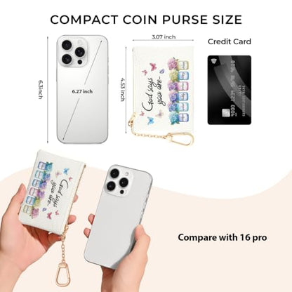 Christian Floral Keychain Coin Purse for Women Small Change Pouch - color: Inspirationa Floral